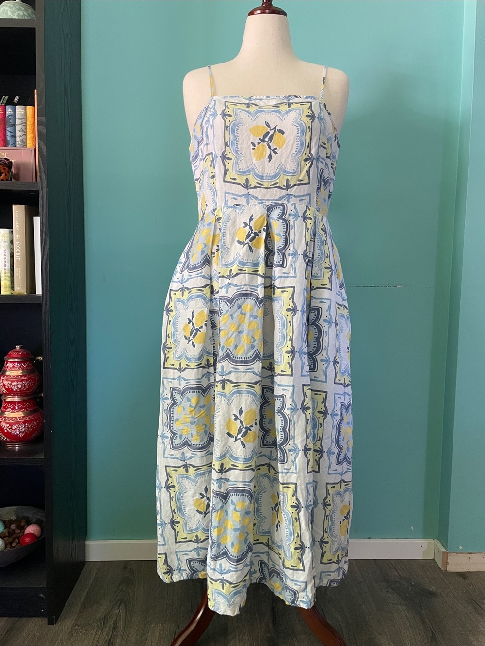 LOFT Lemon Linen Blend Strappy Maxi Pocket Dress (White) - Size 10